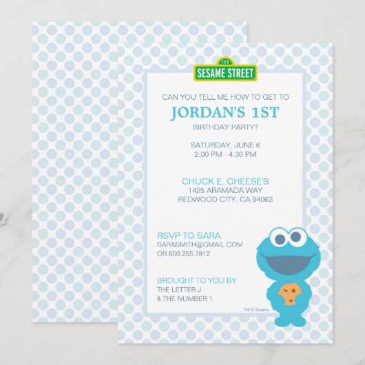 Cookie Monster Baby Birthday Kaart (Voorkant / Achterkant)