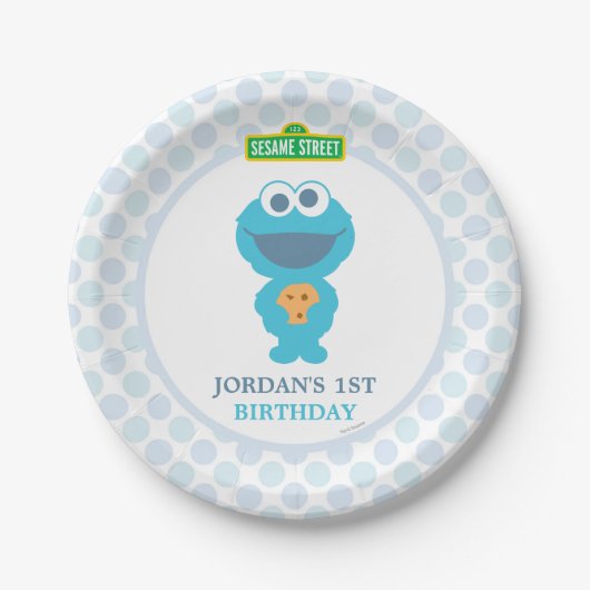 Cookie Monster Baby Birthday Papieren Bordje (Voorkant)