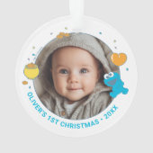 Cookie Monster Baby Eerste Kerst Foto Ornament (achterkant)