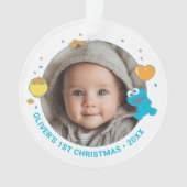 Cookie Monster Baby Eerste Kerst Foto Ornament (voorkant)