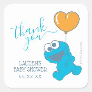 Cookie Monster Baby shower Bedankt Vierkante Sticker
