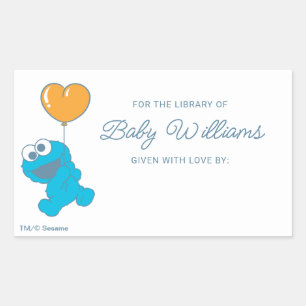Cookie Monster Baby shower Bookplate Rechthoekige Sticker