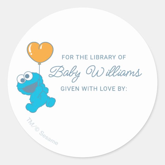 Cookie Monster Baby shower Bookplate Ronde Sticker (Voorkant)