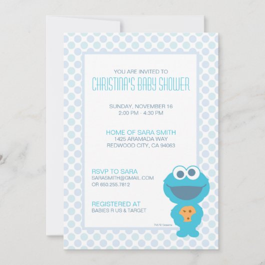 Cookie Monster Baby shower nodigt uit Kaart (Voorkant)