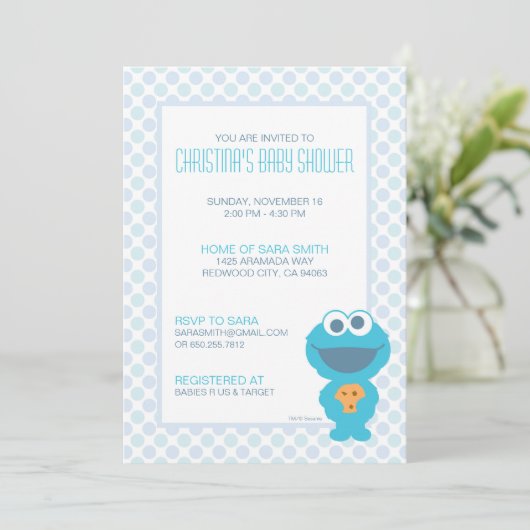 Cookie Monster Baby shower nodigt uit Kaart (Staand voorkant)