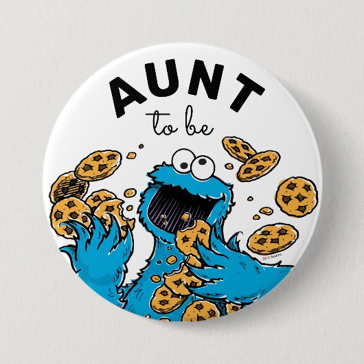Cookie Monster Baby shower Tante To Be Ronde Button 7,6 Cm (Voorkant)