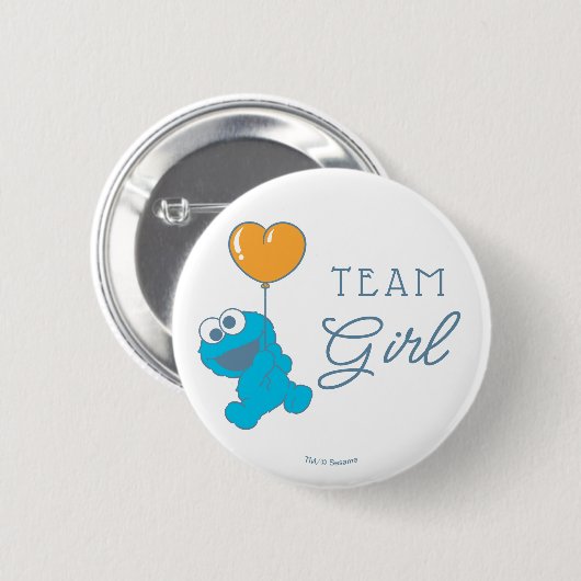 Cookie Monster Baby shower Team Meisje Ronde Button 5,7 Cm (Voorkant /achterkant)