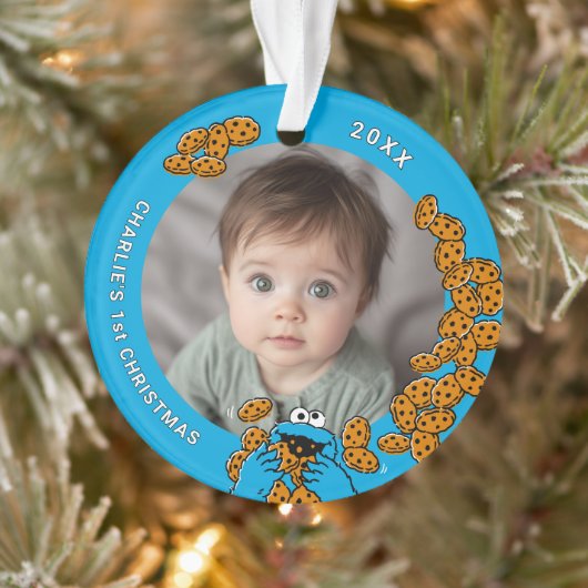 Cookie Monster Baby's 1st kerst foto ornament (Boom)
