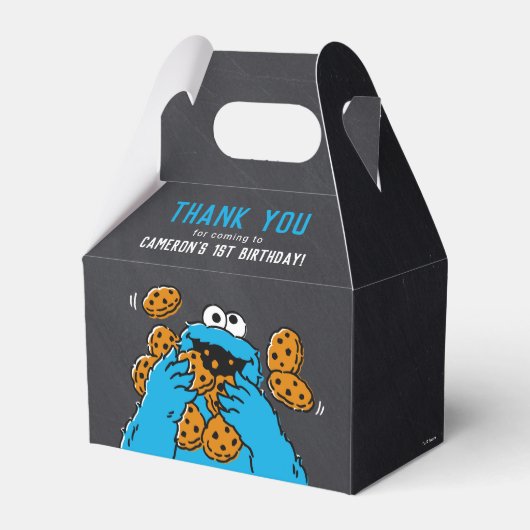 Cookie Monster Birthday Chalkboard Bedankdoosjes (Voorkant Zijde)