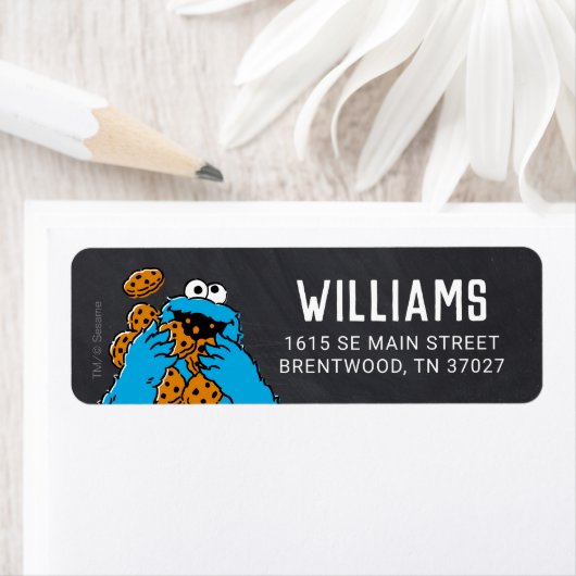 Cookie Monster Birthday Chalkboard Etiket (Insitu)