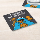 Cookie Monster Birthday Chalkboard Kartonnen Onderzetters (Schuin)
