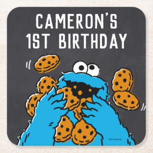 Cookie Monster Birthday Chalkboard Kartonnen Onderzetters