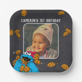 Cookie Monster Birthday Chalkboard Papieren Bordje (Voorkant)