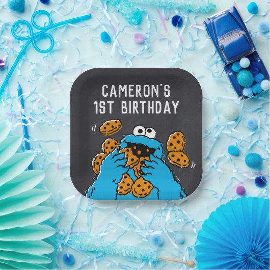 Cookie Monster Birthday Chalkboard Papieren Bordje (Feest)