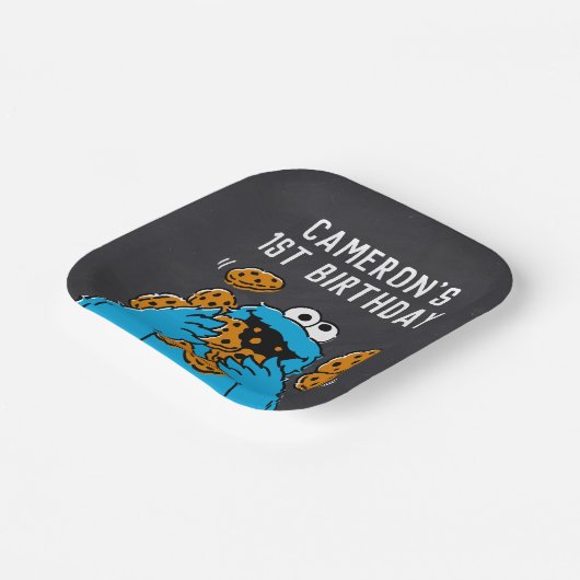 Cookie Monster Birthday Chalkboard Papieren Bordje (Gebogen)