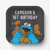 Cookie Monster Birthday Chalkboard Papieren Bordje (Voorkant)