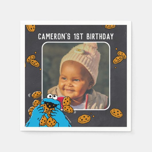 Cookie Monster Birthday Chalkboard Servet (Voorkant)