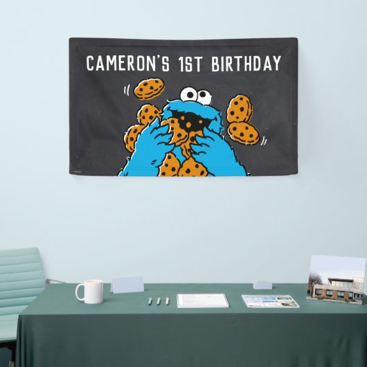 Cookie Monster Birthday Chalkboard Spandoek (Beurs)