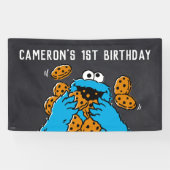 Cookie Monster Birthday Chalkboard Spandoek (Horizontaal)