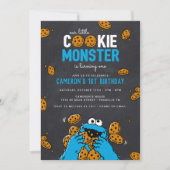 Cookie Monster Birthday Chalkboard Uitnodiging (Voorkant)