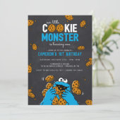 Cookie Monster Birthday Chalkboard Uitnodiging (Staand voorkant)