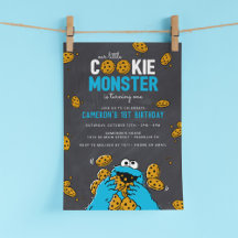 Cookie Monster Birthday Chalkboard Uitnodiging