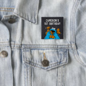 Cookie Monster Birthday Chalkboard Vierkante Button 5,1 Cm (In situ)