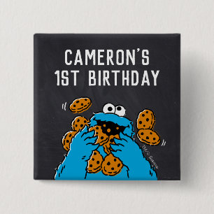 Cookie Monster Birthday Chalkboard Vierkante Button 5,1 Cm