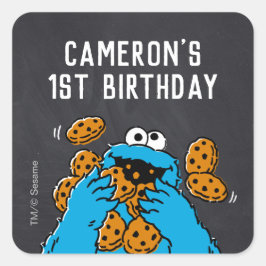 Cookie Monster Birthday Chalkboard Vierkante Sticker