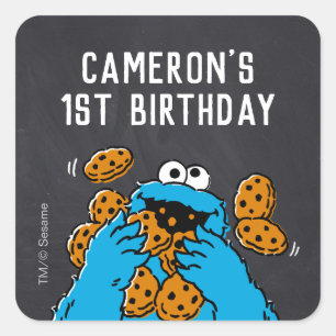 Cookie Monster Birthday Chalkboard Vierkante Sticker