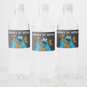 Cookie Monster Birthday Chalkboard Waterfles Etiket