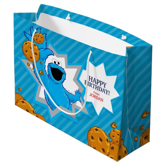 Cookie Monster Birthday Groot Cadeauzakje (Achterkant Gekanteld)