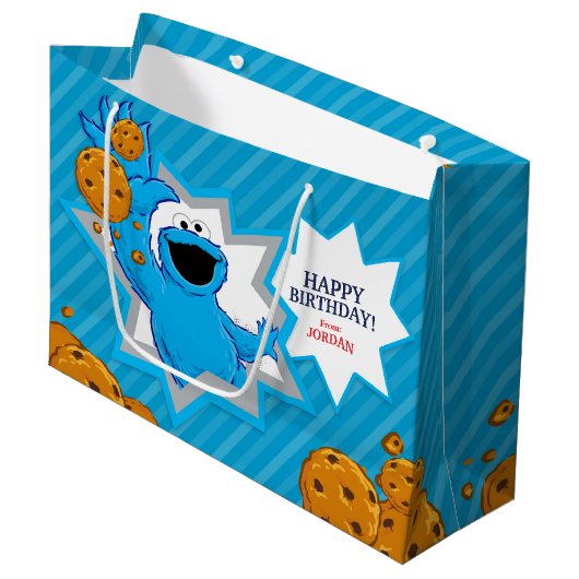 Cookie Monster Birthday Groot Cadeauzakje (Voorkant Gekanteld)