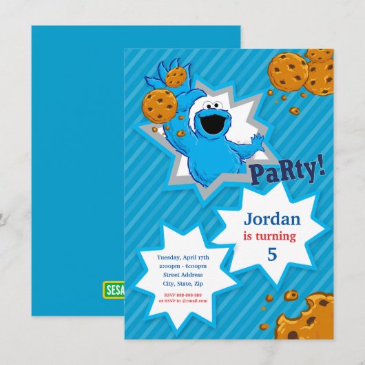 Cookie Monster Birthday Kaart (Voorkant / Achterkant)