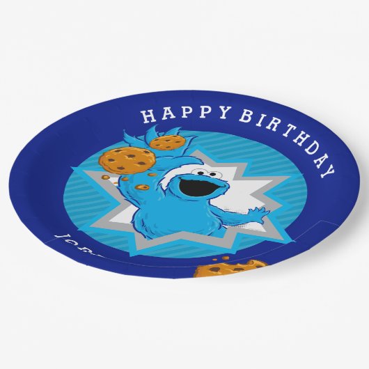 Cookie Monster Birthday Papieren Bordje (Gekanteld)