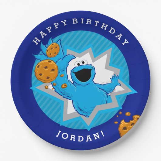 Cookie Monster Birthday Papieren Bordje (Voorkant)