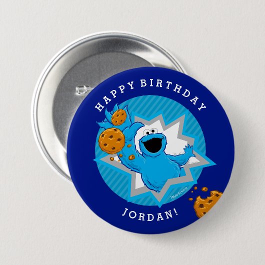 Cookie Monster Birthday Ronde Button 7,6 Cm (Voorkant /achterkant)