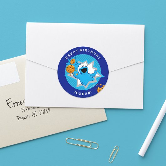 Cookie Monster Birthday Ronde Sticker