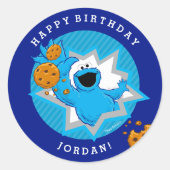 Cookie Monster Birthday Ronde Sticker (Voorkant)