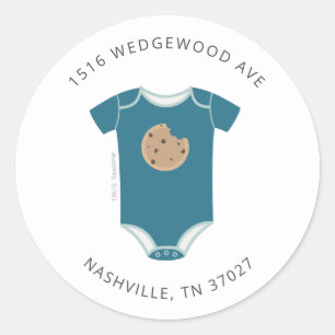 Cookie Monster Bodysuit Baby shower Adres Ronde Sticker