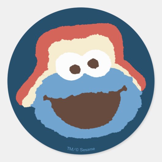 Cookie Monster Bosgezicht Ronde Sticker (Voorkant)
