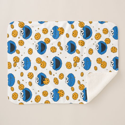 Cookie Monster | C is voor Cookie Pattern Sherpa Deken (Voorkant (horizontaal))