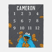 Cookie Monster Chalkboard Baby Milestone Fleece Deken (Voorkant)