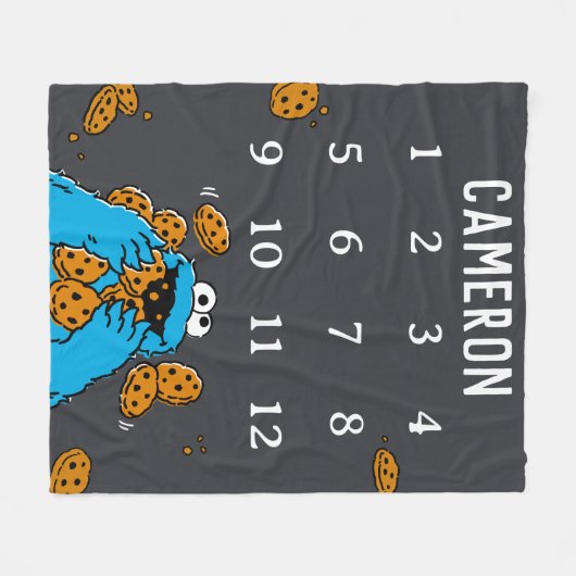 Cookie Monster Chalkboard Baby Milestone Fleece Deken (Voorkant (Horizontaal))