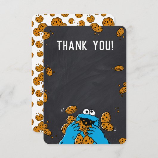Cookie Monster Chalkboard Baby shower Dank u Kaart (Voorkant / Achterkant)