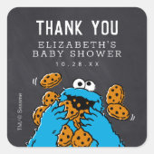 Cookie Monster Chalkboard Baby shower Dank u Vierkante Sticker (Voorkant)