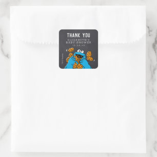 Cookie Monster Chalkboard Baby shower Dank u Vierkante Sticker