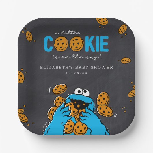 Cookie Monster Chalkboard Baby shower Papieren Bordje (Voorkant)