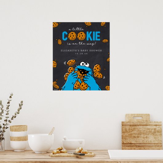 Cookie Monster Chalkboard Baby shower Welkom Poster (Keuken)