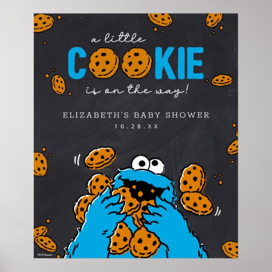 Cookie Monster Chalkboard Baby shower Welkom Poster (Voorkant)
